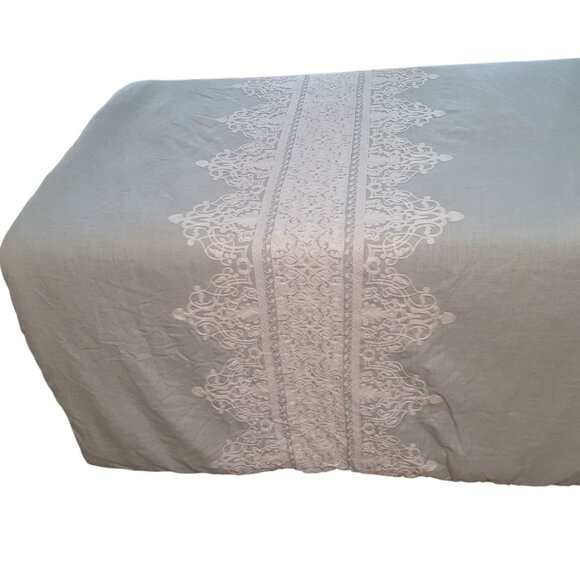 J.Queen New York Queen Size Bedspread Sage Green Embroidered - Picture 8 of 11